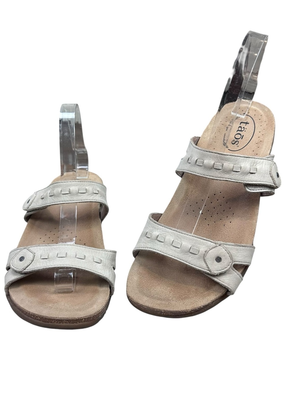 Taos Footwear Silver Leather Adjustable Strap Sandals